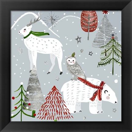 Framed Stars &amp; Snowflakes III Print