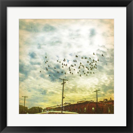 Framed Birds on Wires V Print