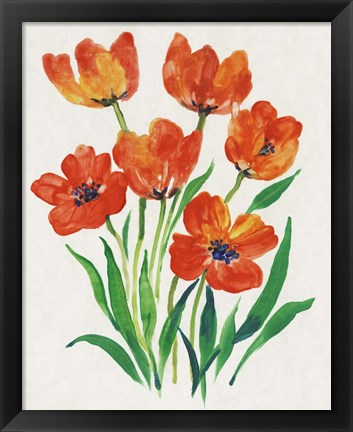 Framed Red Tulips in Bloom II Print