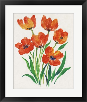 Framed Red Tulips in Bloom II Print