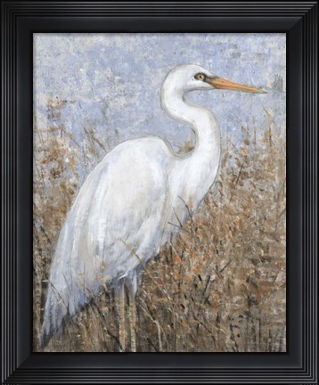 Framed White Heron I Print