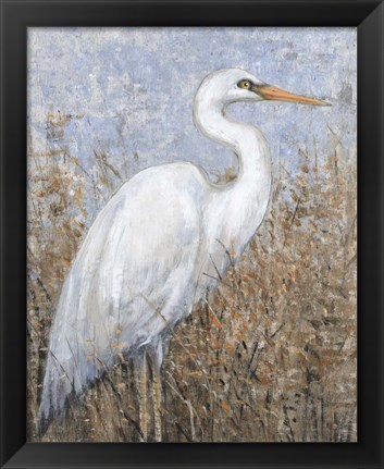 Framed White Heron I Print