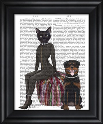 Framed Black Cat and Rottweiler Book Print Print