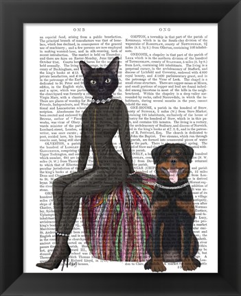 Framed Black Cat and Rottweiler Book Print Print