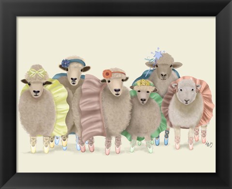 Framed Ballet Troupe Sheep Print