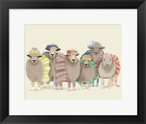 Framed Ballet Troupe Sheep Print