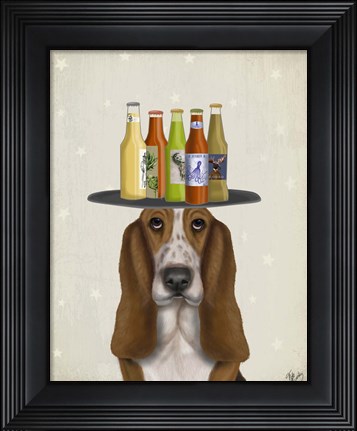Framed Basset Hound Beer Lover Print