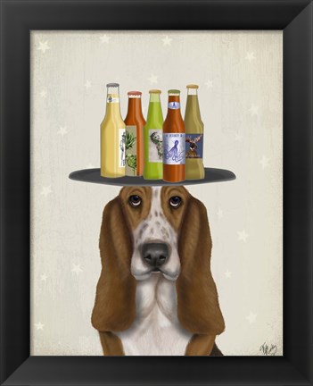 Framed Basset Hound Beer Lover Print