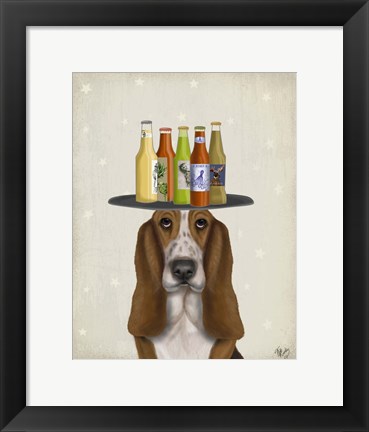 Framed Basset Hound Beer Lover Print