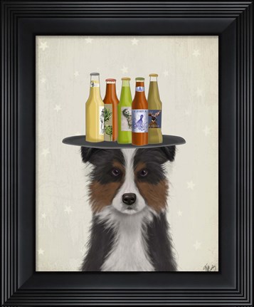 Framed Border Collie Tricolour Beer Lover Print