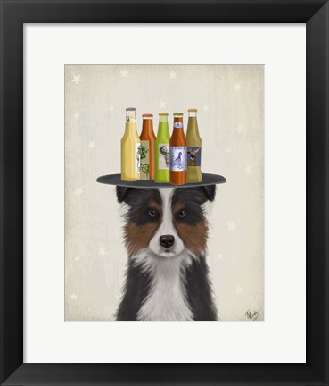 Framed Border Collie Tricolour Beer Lover Print