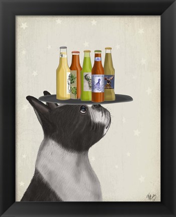 Framed Boston Terrier Beer Lover Print