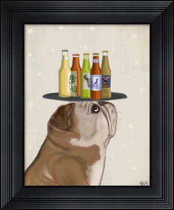 Framed English Bulldog Beer Lover Print