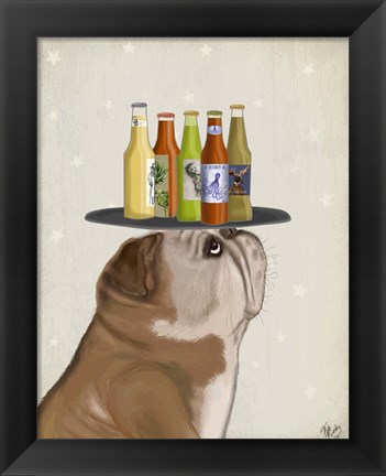 Framed English Bulldog Beer Lover Print