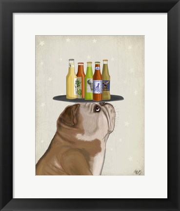 Framed English Bulldog Beer Lover Print