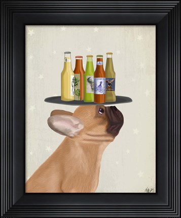 Framed French Bulldog Beer Lover Print