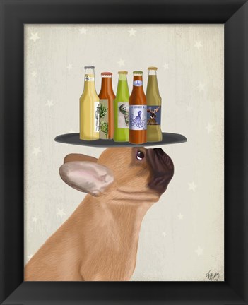 Framed French Bulldog Beer Lover Print