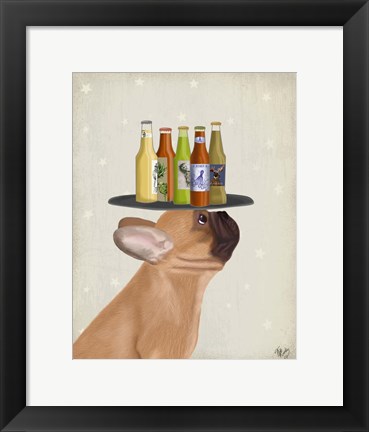 Framed French Bulldog Beer Lover Print