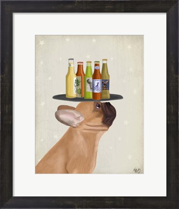 Framed French Bulldog Beer Lover Print