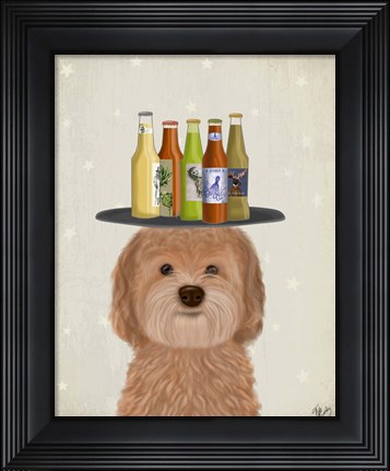 Framed Labradoodle Gold Beer Lover Print