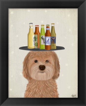 Framed Labradoodle Gold Beer Lover Print