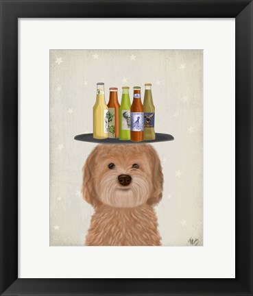 Framed Labradoodle Gold Beer Lover Print