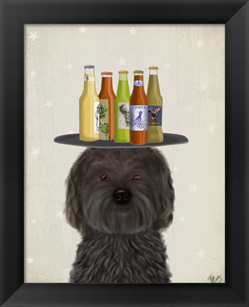 Framed Labradoodle Black Beer Lover Print