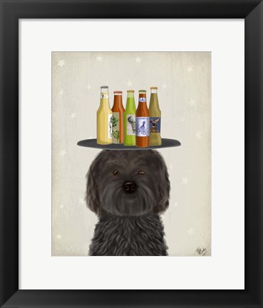 Framed Labradoodle Black Beer Lover Print