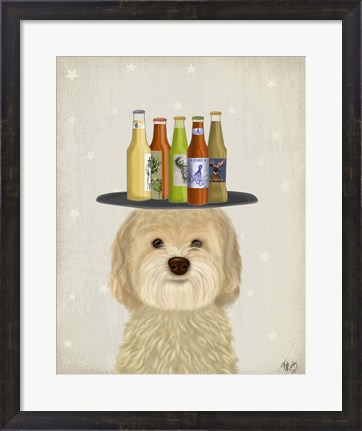 Framed Labradoodle Blonde Beer Lover Print