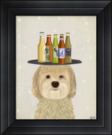 Framed Labradoodle Blonde Beer Lover Print