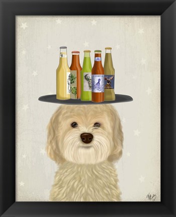 Framed Labradoodle Blonde Beer Lover Print