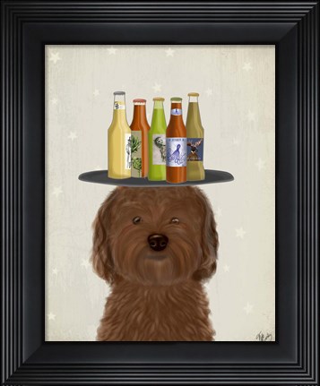 Framed Labradoodle Brown Beer Lover Print