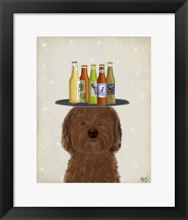 Framed Labradoodle Brown Beer Lover Print