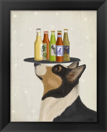 Framed Corgi Tricolour Beer Lover Print