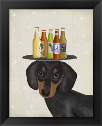 Framed Dachshund Beer Lover Print