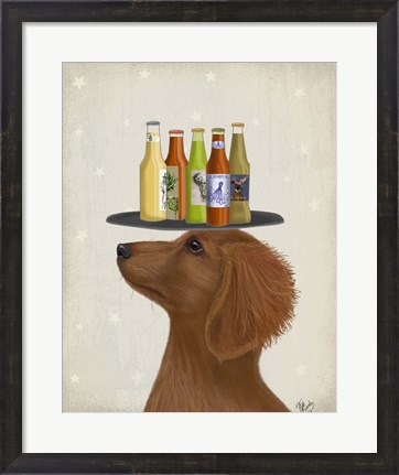 Framed Dachshund Tan Beer Lover Print