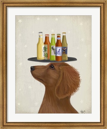 Framed Dachshund Tan Beer Lover Print