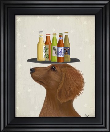 Framed Dachshund Tan Beer Lover Print