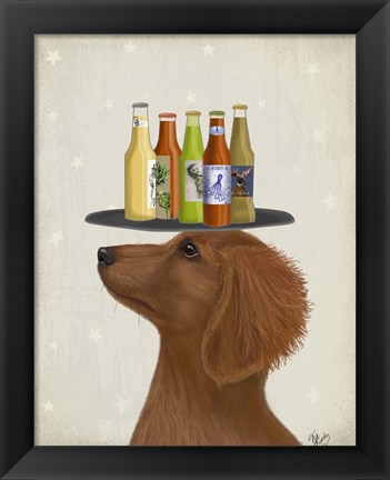 Framed Dachshund Tan Beer Lover Print