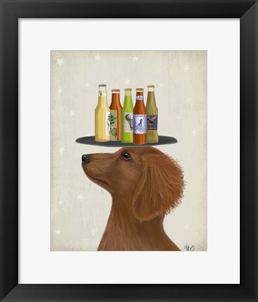 Framed Dachshund Tan Beer Lover Print