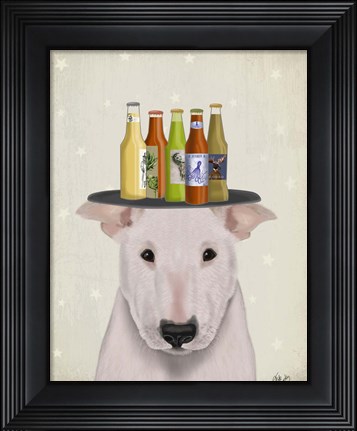 Framed English Bull Terrier Beer Lover Print