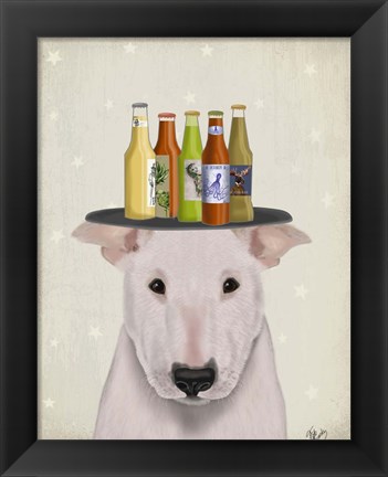 Framed English Bull Terrier Beer Lover Print