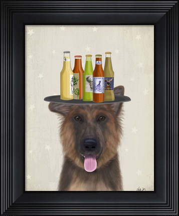 Framed German Shepherd Beer Lover Print