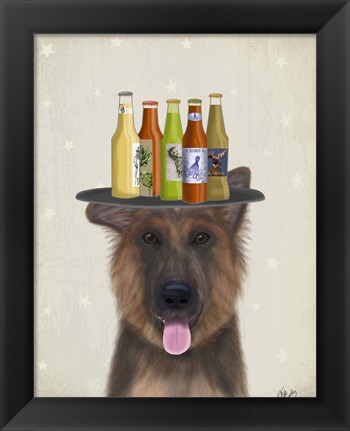 Framed German Shepherd Beer Lover Print