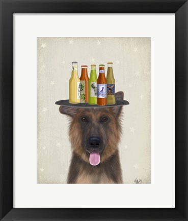 Framed German Shepherd Beer Lover Print