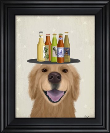 Framed Golden Retriever Beer Lover Print