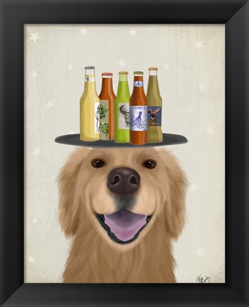 Framed Golden Retriever Beer Lover Print