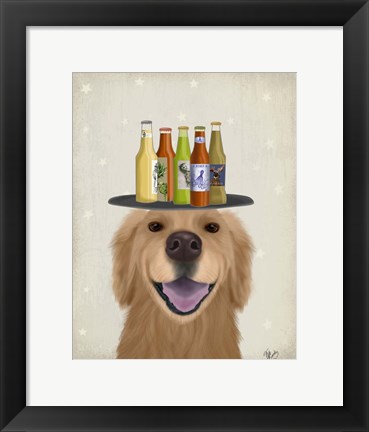 Framed Golden Retriever Beer Lover Print