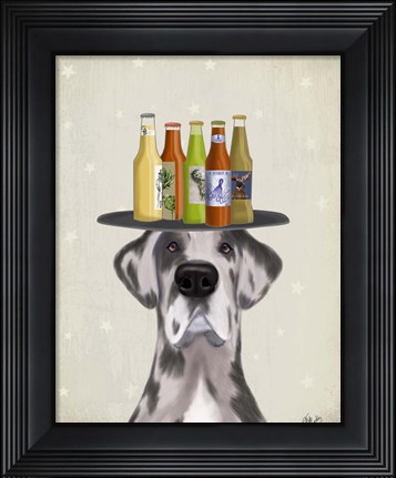 Framed Great Dane Harlequin Beer Lover Print