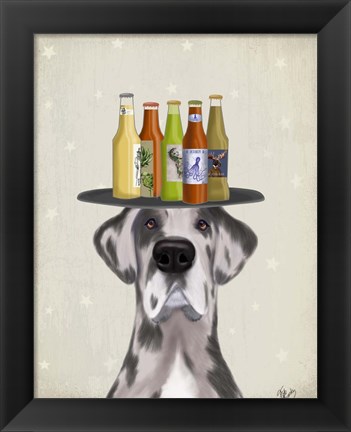 Framed Great Dane Harlequin Beer Lover Print